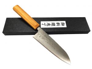 Dao cắt Sakon Ginga Santoku 3 lớp tay cầm gỗ Keiyaki